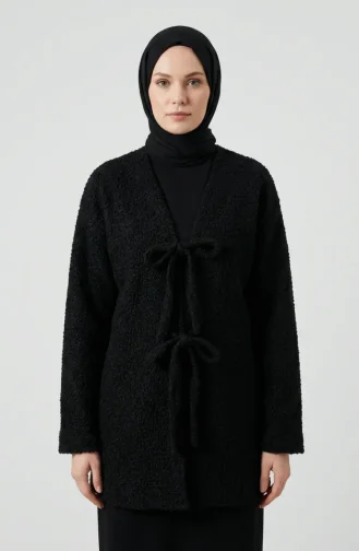 Buklet Kumaş Bağlamalı Kışlık Kap 2234-05 Siyah