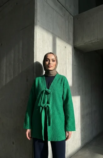 Buklet Kumaş Bağlamalı Kışlık Kap 2234-06 Yeşil