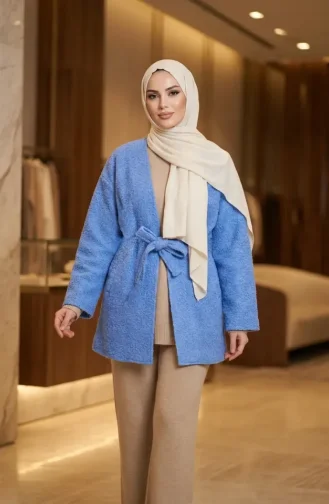 Buklet Kumaş Bağlamalı Kışlık Kap 2235-01 İndigo