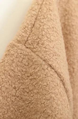 Buklet Kumaş Bağlamalı Kışlık Kap 2235-04 Sütlü kahve