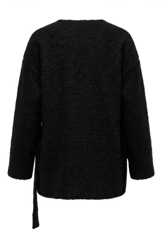 Buklet Kumaş Bağlamalı Kışlık Kap 2235-05 Siyah