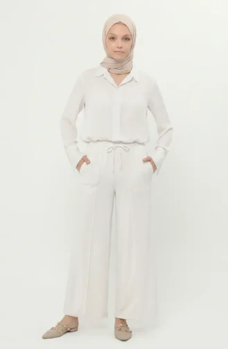 Pantalon à Taille élastique 71126-01 Crème 71126-01