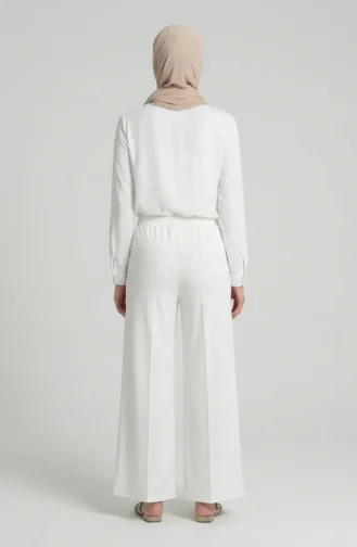 Pantalon à Taille élastique 71126-01 Crème 71126-01