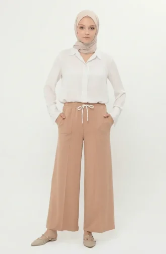 Pantalon à Taille élastique 71126-02 Beige 71126-02
