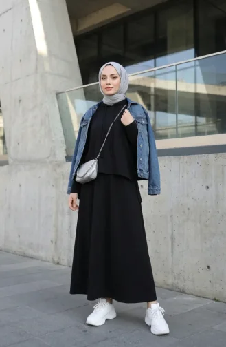 طقم أويشو من قطعتين بغطاء رأس مصنوع من القماش، رقم الموديل 2237-02، لون أسود 2237-02