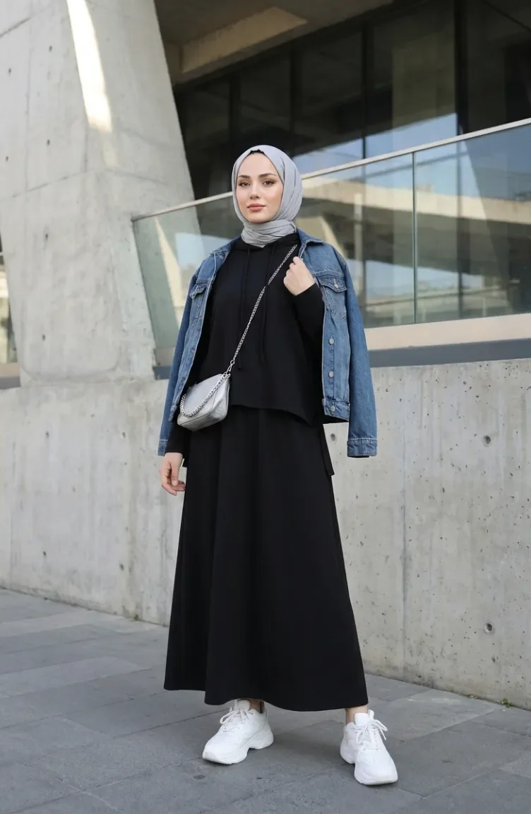 طقم أويشو من قطعتين بغطاء رأس مصنوع من القماش، رقم الموديل 2237-02، لون أسود 2237-02
