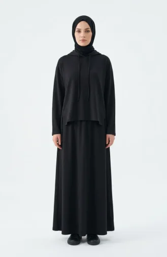 طقم أويشو من قطعتين بغطاء رأس مصنوع من القماش، رقم الموديل 2237-02، لون أسود 2237-02