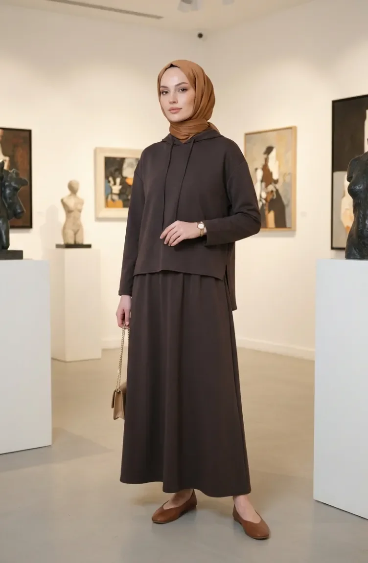 Ensemble Deux Pièces à Capuche En Tissu Oysho 2237-03 Marron 2237-03