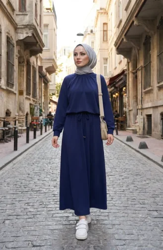 Büzgü Detaylı Bağcıklı ikili Takım 0244-01 Lacivert