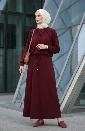 Büzgü Detaylı Bağcıklı ikili Takım 0244-02 Bordo