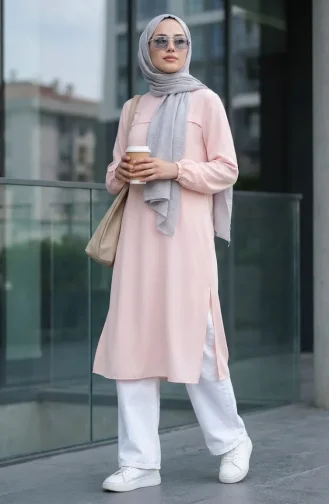 Side Slit Long Tunic 4104-08 Powder 4104-08