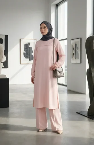 Side Slit Long Tunic 4104-08 Powder 4104-08