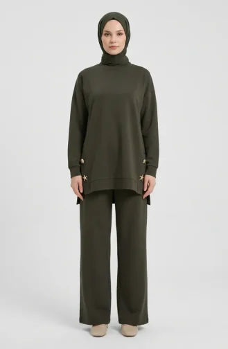 Ensemble Deux Pièces En Tissu Oysho Avec Broche 2238-03 Kaki 2238-03