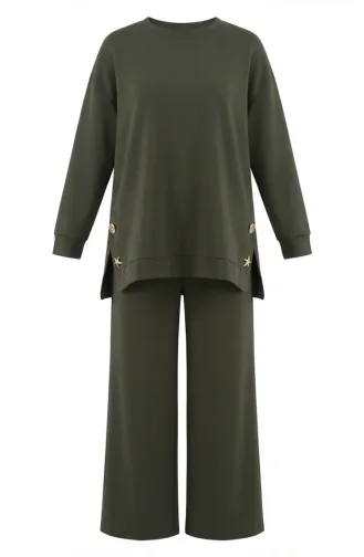 Ensemble Deux Pièces En Tissu Oysho Avec Broche 2238-03 Kaki 2238-03