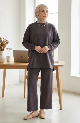 Oysho Stoff-Zweiteiler Mit Brosche 2238-04 Anthrazit 2238-04