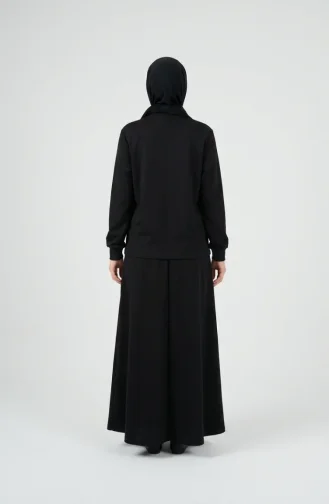 Ensemble Deux Pièces à Motif Floral Et Taille élastiquée 0245-02 Noir 0245-02