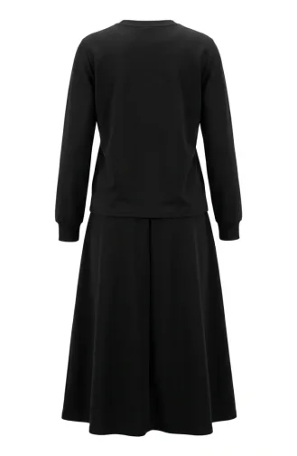Ensemble Deux Pièces à Motif Floral Et Taille élastiquée 0245-02 Noir 0245-02