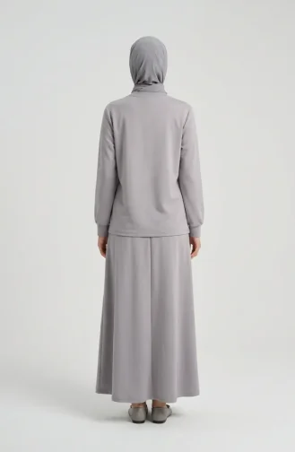 Çiçek Detaylı Beli Lastikli ikili Takım 0245-04 Gri