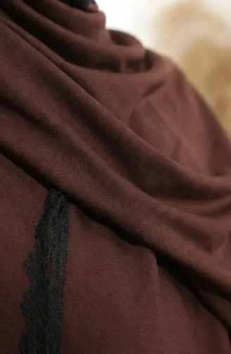 Pratik Dantelli Namaz Elbisesi 1001-01 Kahverengi