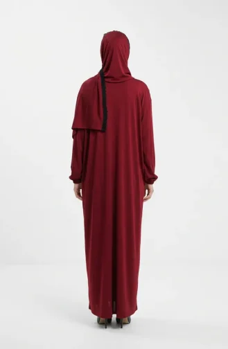 Pratik Dantelli Namaz Elbisesi 1001-04 Bordo