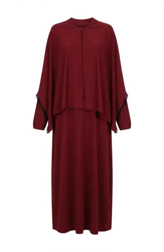 Pratik Dantelli Namaz Elbisesi 1001-04 Bordo