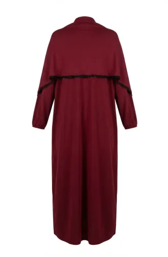 Pratik Dantelli Namaz Elbisesi 1001-04 Bordo