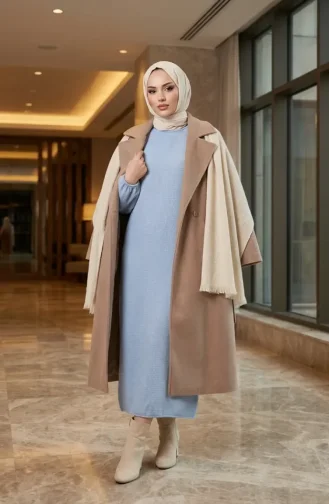 Robe D`hiver En Maille Texturée 2511-01 Bleue 2511-01