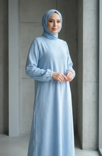 Robe D`hiver En Maille Texturée 2511-01 Bleue 2511-01