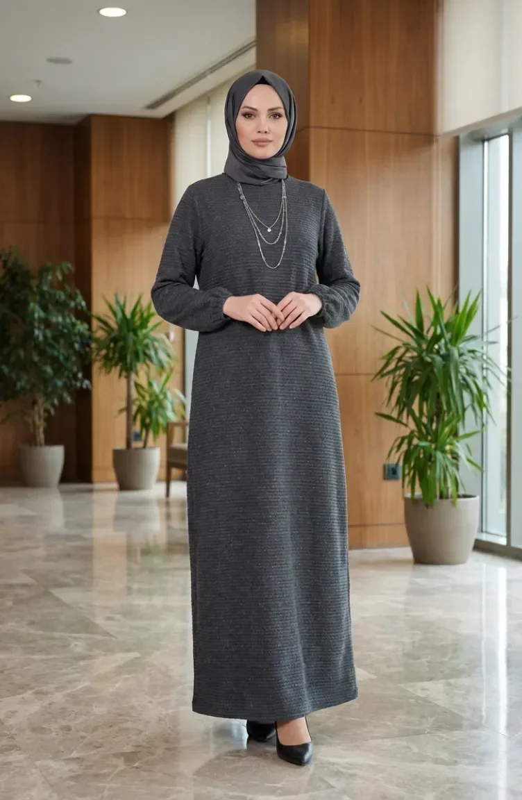 Robe D`hiver En Maille Texturée 2511-04 Anthracite 2511-04