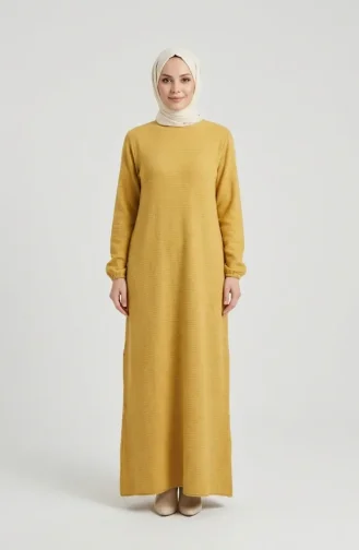 Robe D`hiver En Maille Texturée Moutarde 2511-06 2511-06