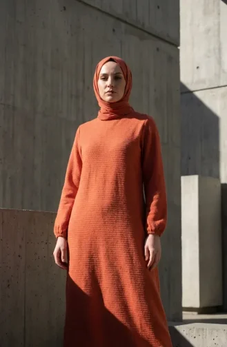 Robe D`hiver En Maille Texturée Orange 2511-07 2511-07