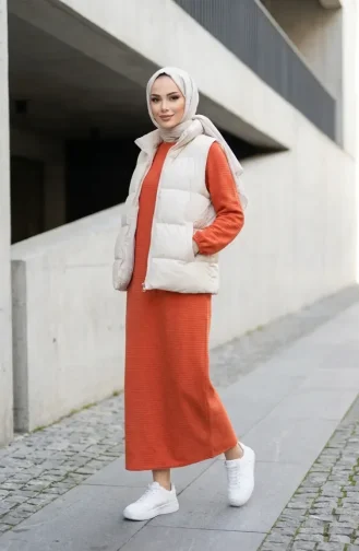 Robe D`hiver En Maille Texturée Orange 2511-07 2511-07