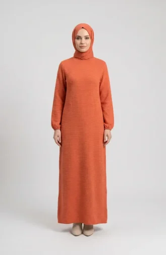 Robe D`hiver En Maille Texturée Orange 2511-07 2511-07