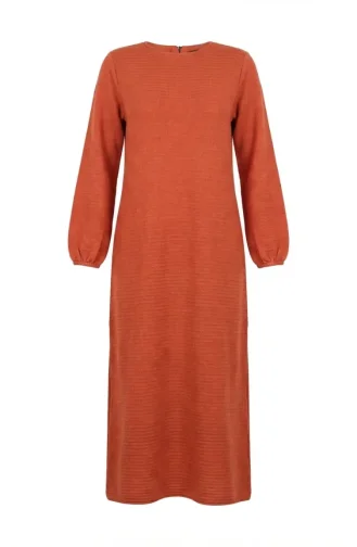 Robe D`hiver En Maille Texturée Orange 2511-07 2511-07