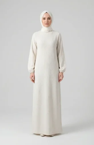 Robe D`hiver En Maille Texturée Crème 2511-08 2511-08