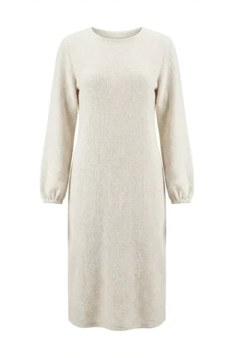 Robe D`hiver En Maille Texturée Crème 2511-08 2511-08