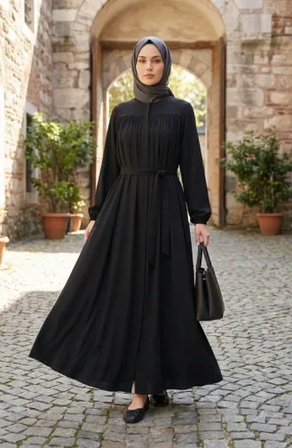 Abaya à Manches élastiquées Modèle 5084-01 Noire 5084-01