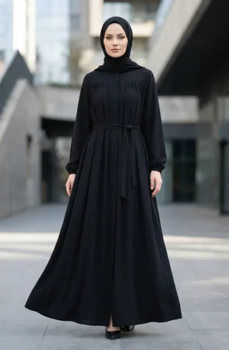 Abaya à Manches élastiquées Modèle 5084-01 Noire 5084-01