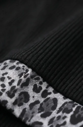 Leopar Desenli Pileli ikili Takım 2241-03 Siyah Antrasit
