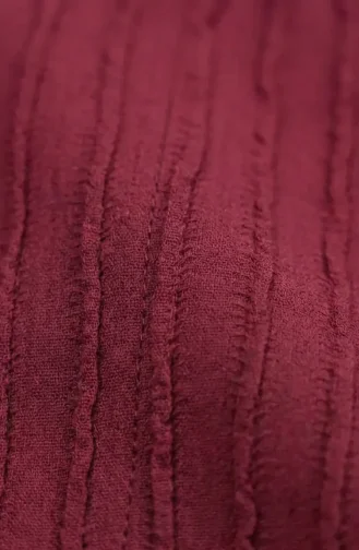 Büzgülü Dokulu Kuşaklı Elbise 2242-06 Bordo