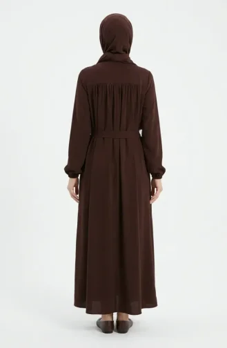 Abaya à Manches élastiquées Modèle 5084-04 Marron 5084-04
