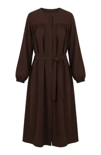 Abaya à Manches élastiquées Modèle 5084-04 Marron 5084-04