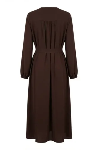 Abaya à Manches élastiquées Modèle 5084-04 Marron 5084-04