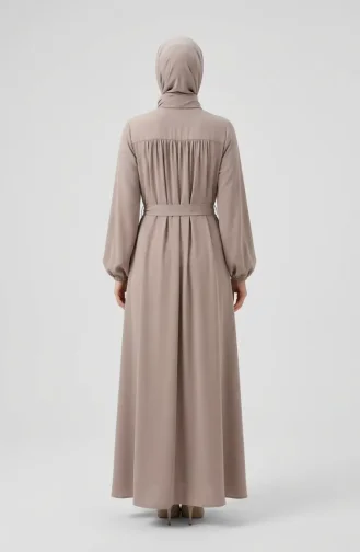 Robe-Drawn Abaya Mit Elastischen Ärmeln 5084-05 Nerz 5084-05