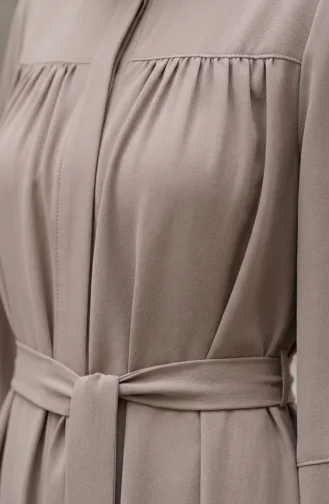 Robe-Drawn Abaya Mit Elastischen Ärmeln 5084-05 Nerz 5084-05