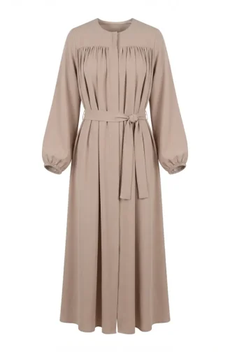 Robe-Drawn Abaya Mit Elastischen Ärmeln 5084-05 Nerz 5084-05