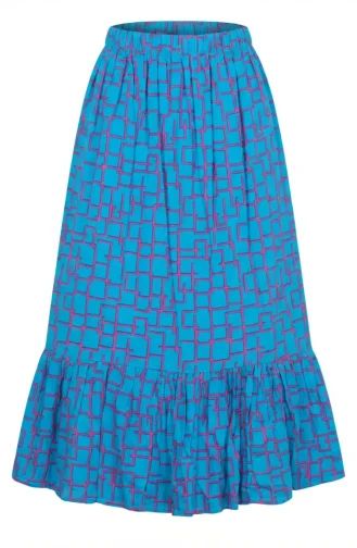 Jupe à Volants En Viscose Taille élastique Bleu 2012U-01 2012U-01