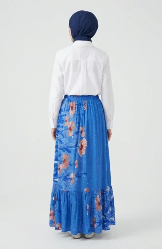 Jupe à Volants En Viscose Taille élastique 2012U-01 Indigo 2012Ü-01