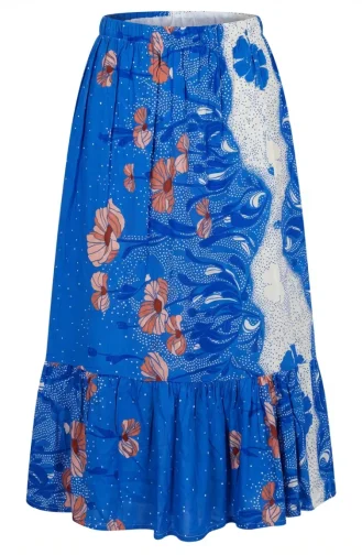 Jupe à Volants En Viscose Taille élastique 2012U-01 Indigo 2012Ü-01
