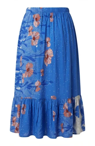 Jupe à Volants En Viscose Taille élastique 2012U-01 Indigo 2012Ü-01